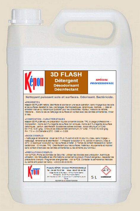 KEPON PROFESSIONNEL 3D FLASH, Dtergent, Dsodorisant, Dsinfectant