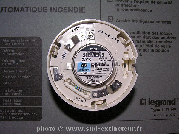 SIEMENS CERBERUS F905, DFCI : Dtecteur de Fume  Chambre  Ionisation