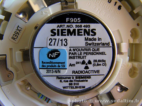 SIEMENS CERBERUS F905, DFCI : Dtecteur de Fume  Chambre  Ionisation